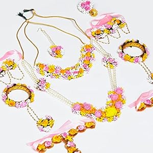 Sanvatsar-Beautiful-Set-With-Mangteeka-Pair-of-Earings-Hand-Jewellery-For-Marriage-Mehndi-Function-Sangeet-Bride-Haldi-Return-Gift-Set-Of-9-For-Women