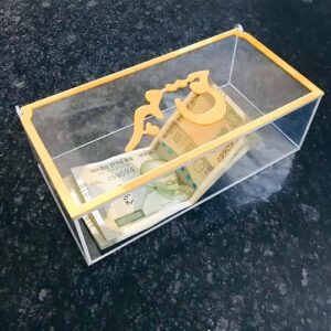 Elegant Acrylic Wedding Set with Golden Name - Haq Mehar Box