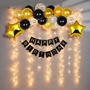 Elegant Black and Gold Birthday Decor Set by Party Propz