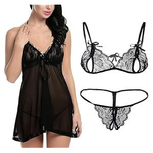XCUTE-Women-Babydoll-Nightwear-Lace-Bra-Panty-Lingerie-Set