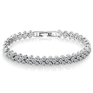 Elegant Platinum Crystal Bangle for Women and Girls