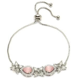 Elegant Rhodium Plated Crystal Bracelet for Women and Girls