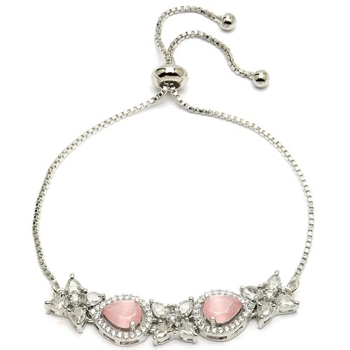 Elegant Rhodium Plated Crystal Bracelet for Women and Girls