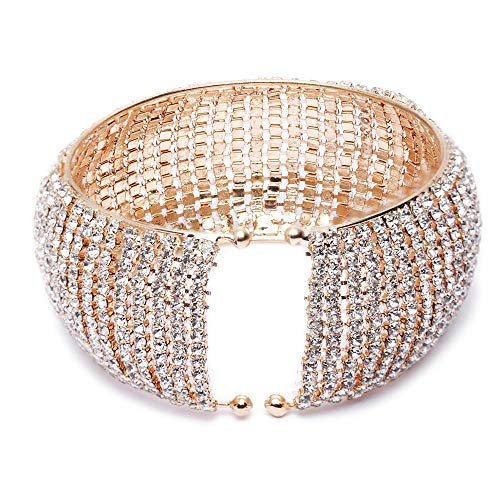 Elegant Rose Gold and Silver Crystal Cuff Bracelet