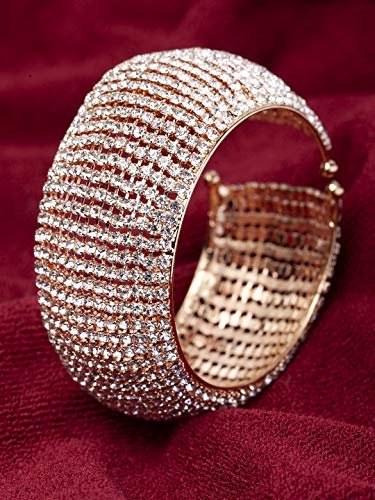 Elegant Rose Gold and Silver Crystal Cuff Bracelet