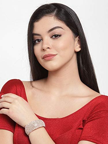 Elegant Rose Gold and Silver Crystal Cuff Bracelet