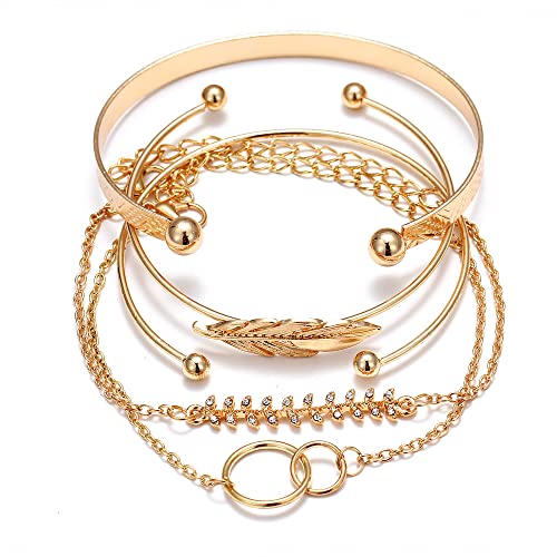 Elegant Set of 5 Gold Crystal Bangles for Women and Girls