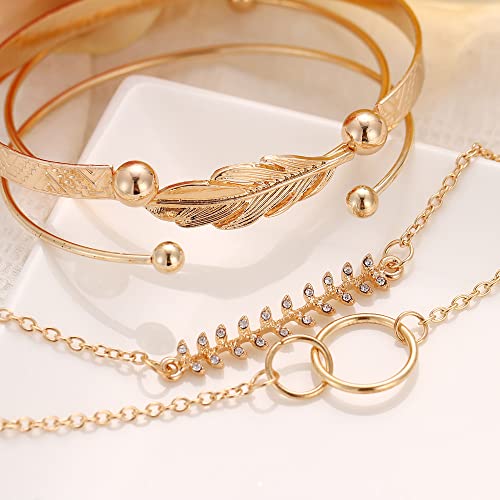 Elegant Set of 5 Gold Crystal Bangles for Women and Girls