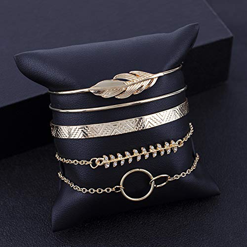 Elegant Set of 5 Gold Crystal Bangles for Women and Girls