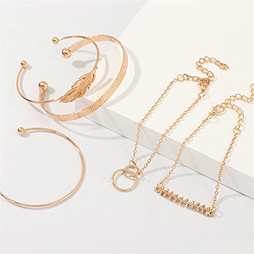 Elegant Set of 5 Gold Crystal Bangles for Women and Girls
