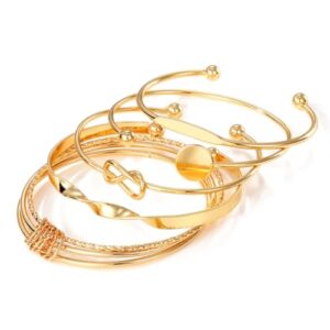 Elegant Set of 5 Gold Plated Multilayer Bangles by Shining Diva