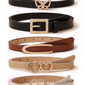 Elegant Set of 5 Stylish Leather Belts for Women by Shining Diva