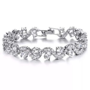 Elegant Silver Charm Bracelet with CZ Crystals for Women