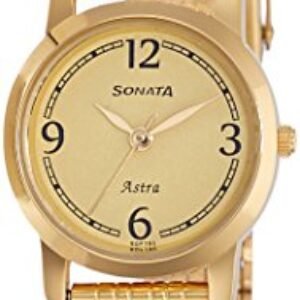 Elegant Sonata Women's Analog Watch with Champagne Dial