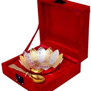 Elegant White and Gold Floral Metal Bowl Set - 2 Pieces