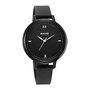 Elegant Women's Black Dial Analog Watch by Sonata