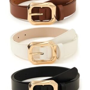 Elegant Women's Leather Belts Set - 3 Piece Combo in Multicolor