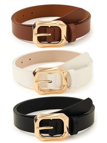 Elegant Women's Leather Belts Set - 3 Piece Combo in Multicolor
