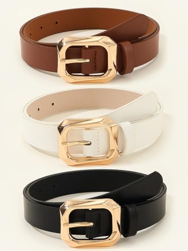 Elegant Women's Leather Belts Set - 3 Piece Combo in Multicolor