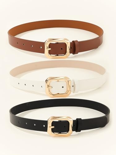 Elegant Women's Leather Belts Set - 3 Piece Combo in Multicolor