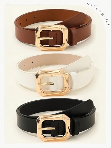 Elegant Women's Leather Belts Set - 3 Piece Combo in Multicolor