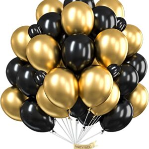 Gold and Black Party Balloons: 25pcs for Stylish Decor