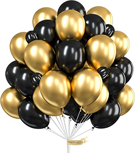 Gold and Black Party Balloons: 25pcs for Stylish Decor