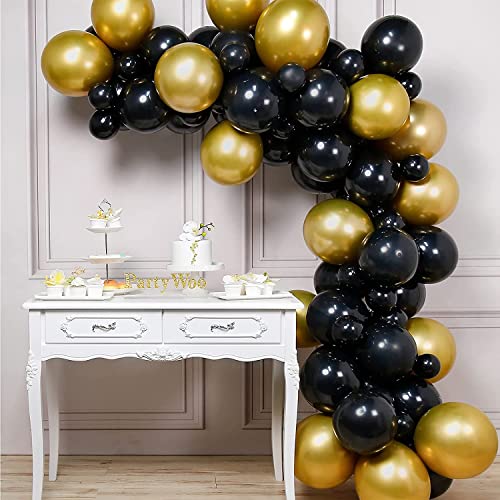 Gold and Black Party Balloons: 25pcs for Stylish Decor