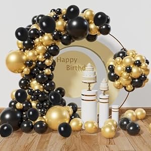 Flyloons-25-pcs-Gold-Black-Metallic-Chrome-Balloons-for-Birthday-Decoration-items-celebration-Anniversary-Girls-Boys-Men-Women
