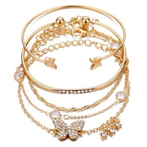 Gold Crystal Bangle Set for Women - Shining Diva 5 piece