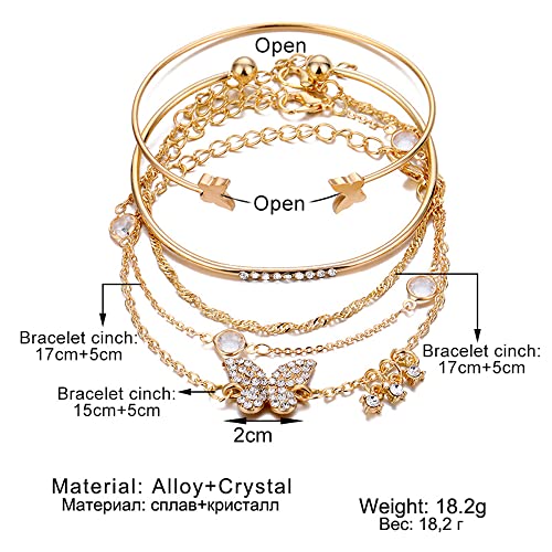 Gold Crystal Bangle Set for Women - Shining Diva 5 piece