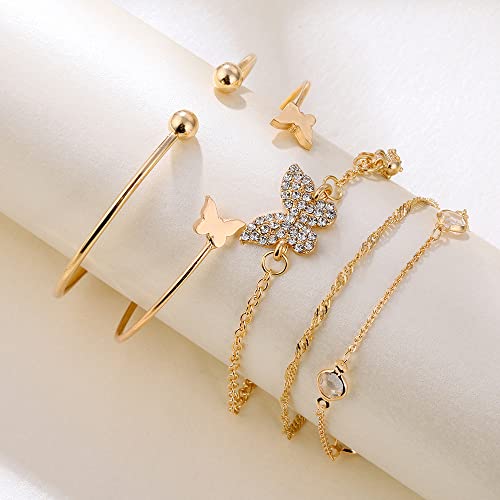 Gold Crystal Bangle Set for Women - Shining Diva 5 piece