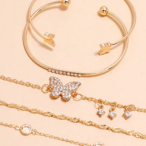 Gold Crystal Bangle Set for Women - Shining Diva 5 piece