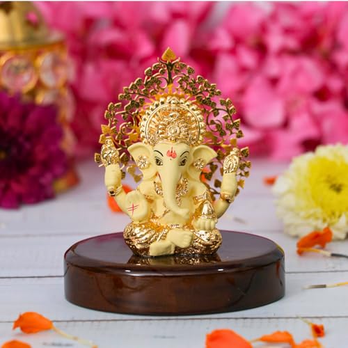 Gold Kalpavrikshya Ganesh Idol - 3 Inch by House of Wemy