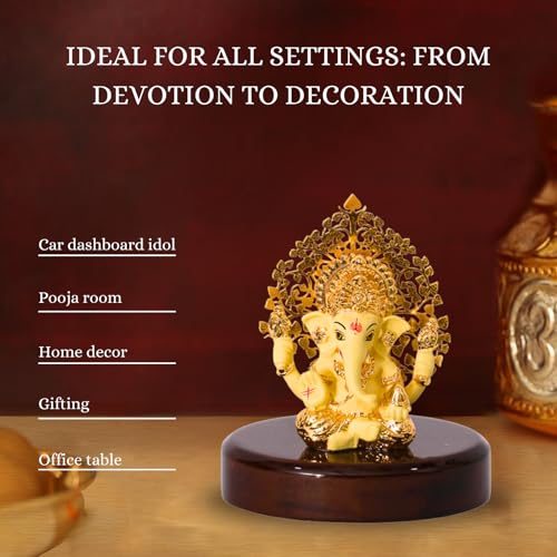 Gold Kalpavrikshya Ganesh Idol - 3 Inch by House of Wemy