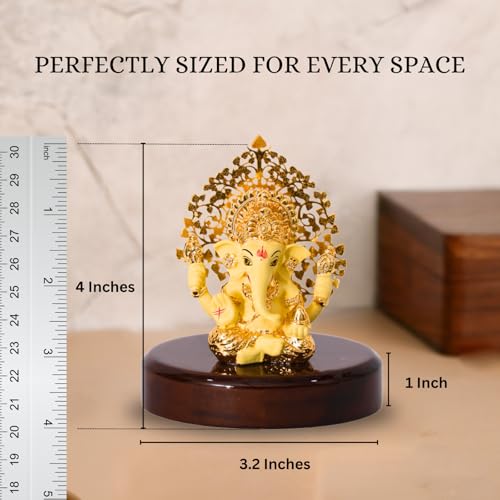 Gold Kalpavrikshya Ganesh Idol - 3 Inch by House of Wemy