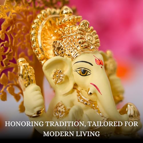 Gold Kalpavrikshya Ganesh Idol - 3 Inch by House of Wemy