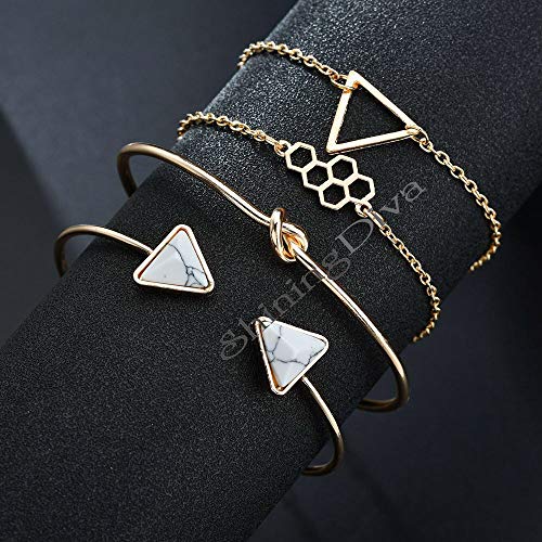 Gold Multilayer Charm Bangle Bracelet Set by Shining Diva