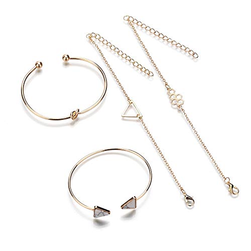 Gold Multilayer Charm Bangle Bracelet Set by Shining Diva