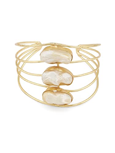 Gold Tone Designer Women’s Cuff Bracelet by ZAVERI PEARLS