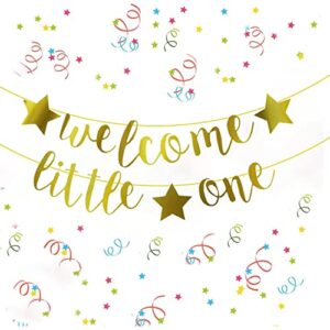 Gold Welcome Little One Baby Shower Banner - Party Propz