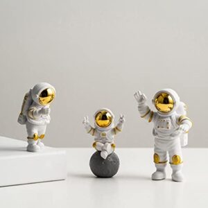 Golden Astronaut Figurines for Home Decor - Set of 3