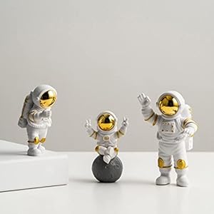 Street27-Polyvinyl-Chloride-3Pcs-Astronaut-Action-Figurine-Home-Decor-Astronaut-Statue-Study-Office-Desk-Decor-Showpiece-Gift-Decoration-Accessories-Outer-Space-Pvc-SculptureGolden