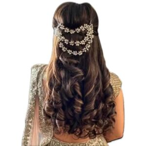 Golden Wedding Hair Pins and Juda Chain with Rose Petals