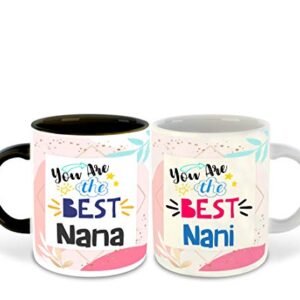 Grandparent Quote Mugs Set - Stylish Black & White Gift (2 Pieces)
