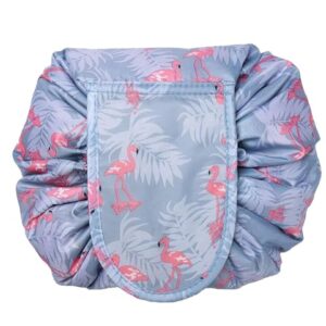 Grey Flamingo Drawstring Makeup Bag by House of Quirk