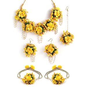 Haldi Floral Jewelry Set for Women and Girls by ZENEME