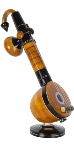 Handcrafted Eco-Friendly Eucalyptus Wooden Veena Home Decor Piece in Brown (9x9x27 cm)