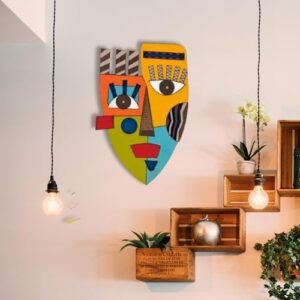 "Handcrafted Wooden Wall Mask for Home and Office Decor"
