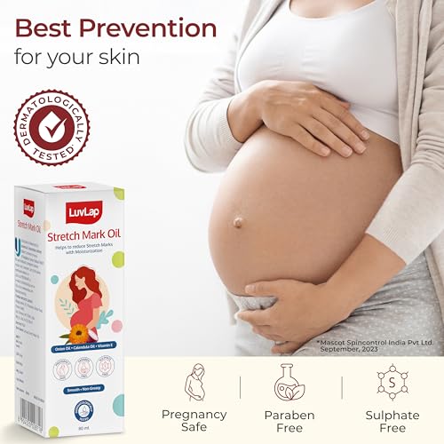 LuvLap Pregnancy Stretch Mark Oil - 80ml, Safe & Effective